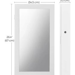 SONGMICS Lockable Jewelry Cabinet Armoire with Wall-Mounted - White