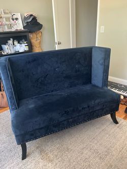 Navy Blue Velvet Settee Loveseat