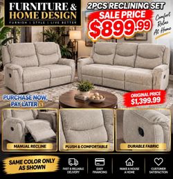 2pcs reclining sofa set