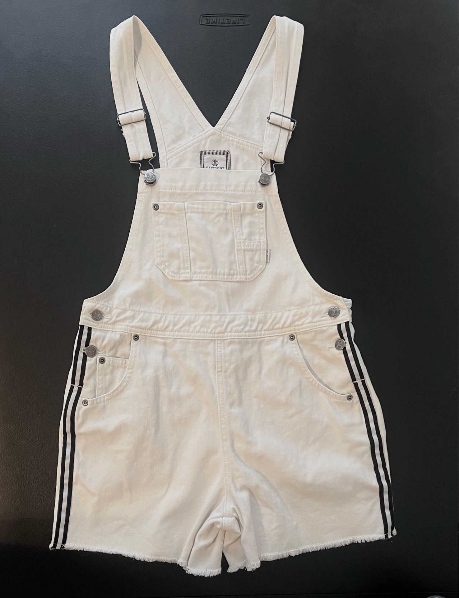 Element white denim overalls shorts - size S womens