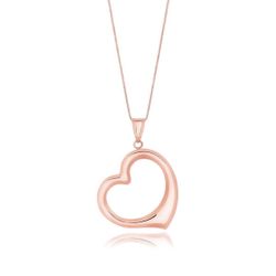 Floating Heart Pendant Necklace in 14K Rose Gold
