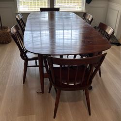 Vintage Willett Solid Cherry Dining Table & 6 Chairs – Expandable