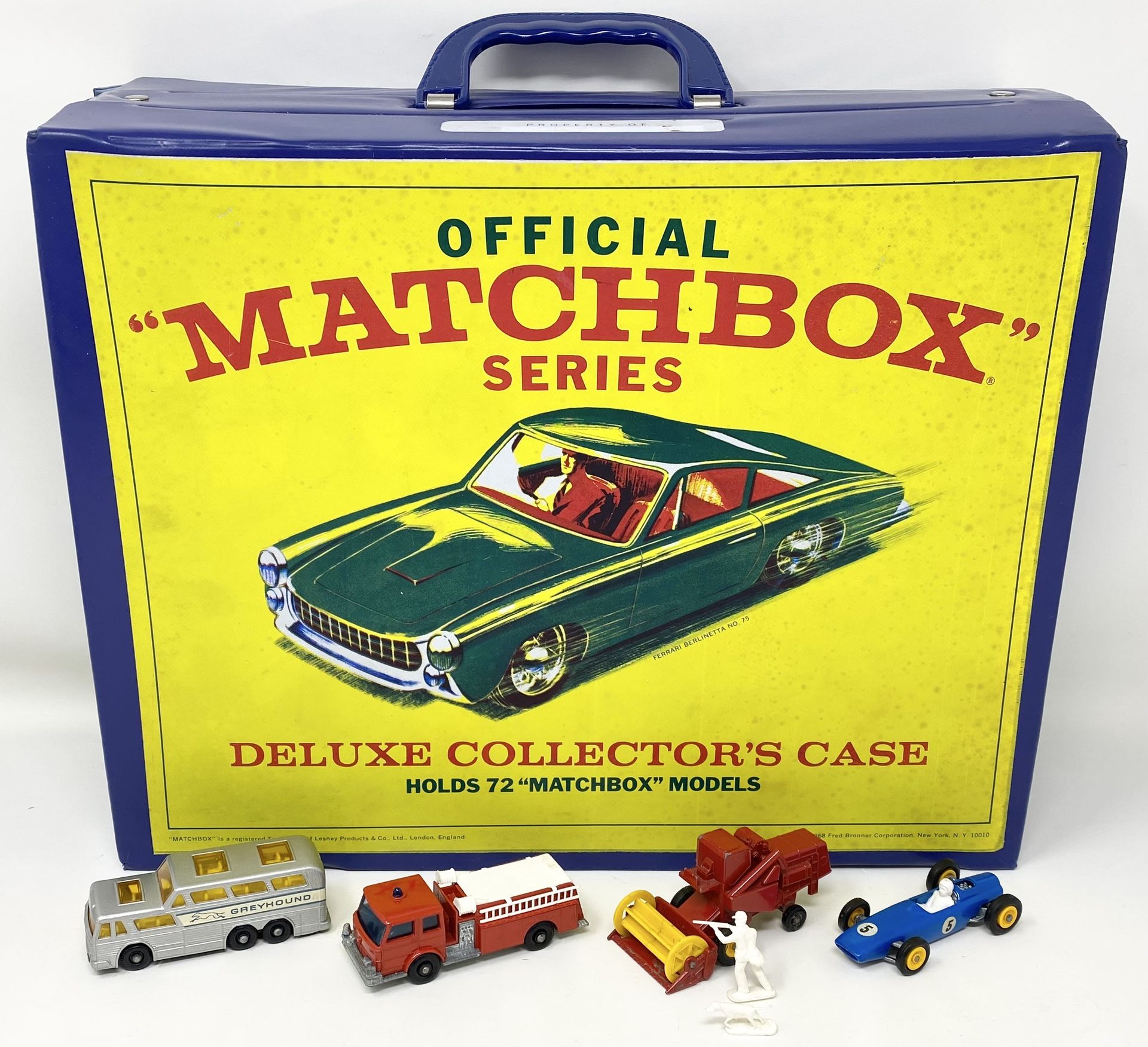1968 Vintage Matchbox Deluxe Collectors Case w/4 Cars/Trucks