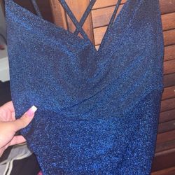 Blue Glittery Prom Dress