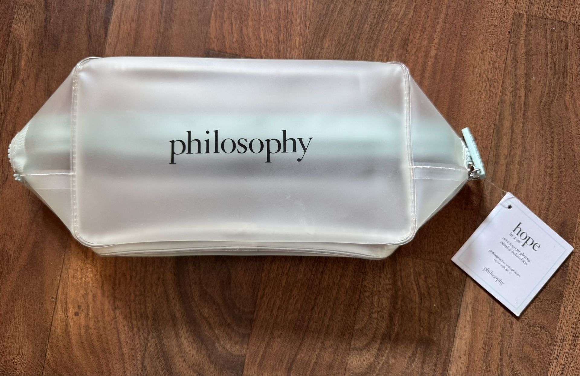 Philosophy Hope in a Jar Live with Optimism Zipper Pouch Makeup Travel Bag NEW