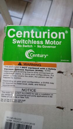 Century HBQ220 pool pump motor