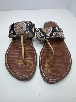 Sam Edelman Leather Snake Print Thong Sandals Women's Size 7M