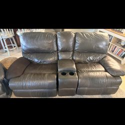 3 piece brown bonded leather loveseat & couch