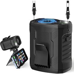 Portable 4-in-1 Waist/Neck/Desk Fan with Phone Stand & LED Light | 7000RPM Ultra-Fast Cooling, 4-Speed Rechargeable Battery | Lightweight for Construc
