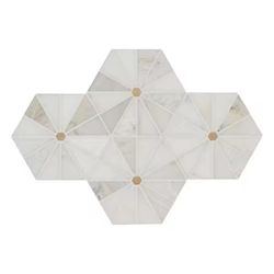 Elegant White Pinwheel Stone/Metal Mosaic Tile