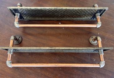 Rustic Industrial Pipe Wall Shelf – Farmhouse Decor – 24”