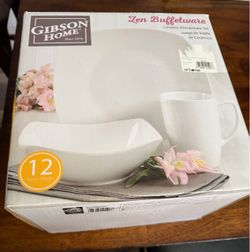 Gibson Home Zen Buffetware 12-Piece Ceramic Dinnerware Set
