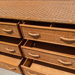 Vintage Bamboo Dresser 6 Drawers Great Condition Wardrobe Closet Clothing Storage Boho Tiki