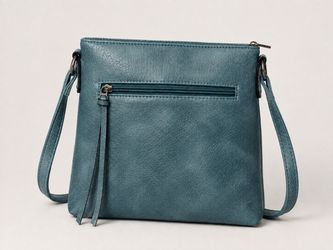 Teal Crossbody Bag with Zipper Pockets