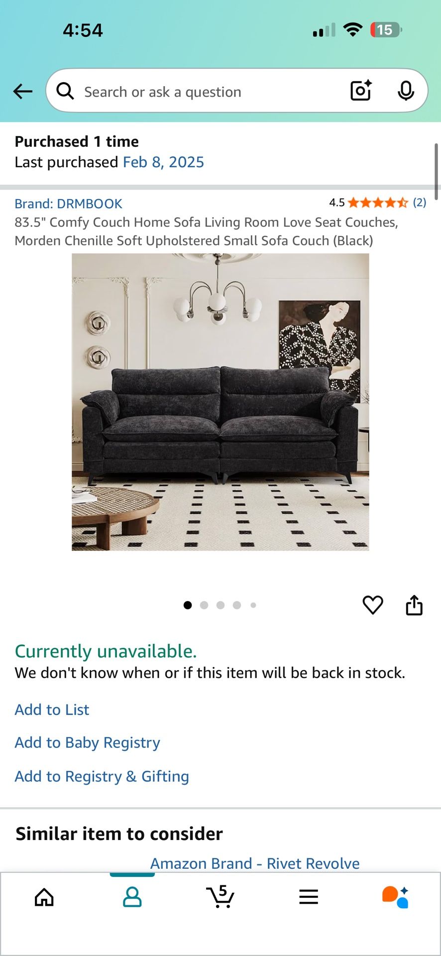 Grey Love Seat