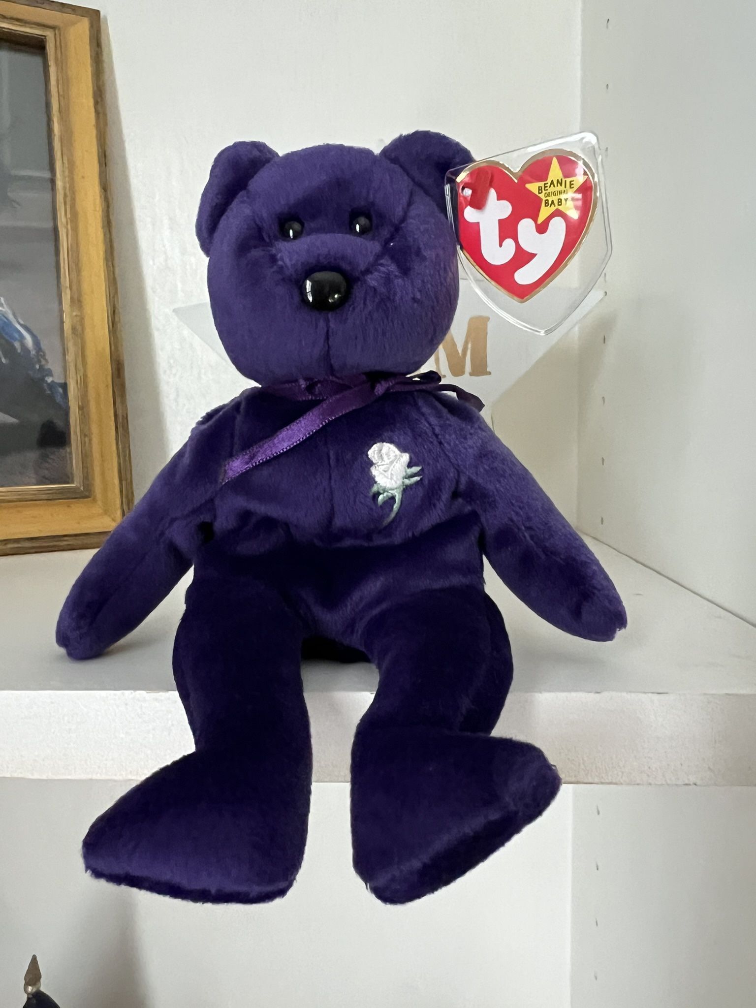 Vintage TY Beanie Baby PRINCESS DIANA Bear 1997 Rare & Retired Purple w/ Tags