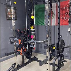 Smith Machine combo With commercial bench and 300lb Olympic weight set