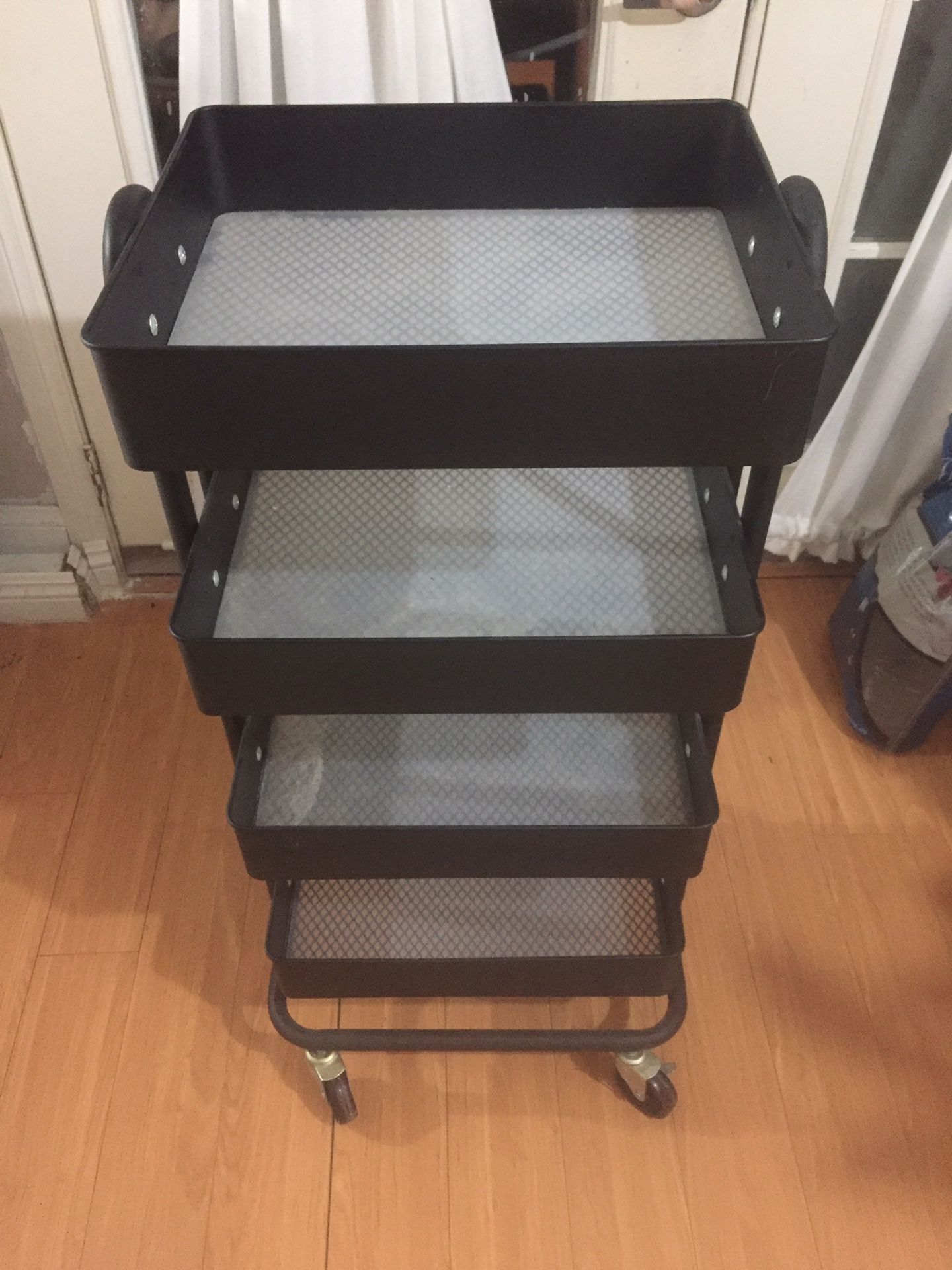 4 Tiers Metal Rolling Utilities Cart, heavy duty mobile storage organizer