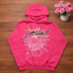 Sp5der Hoodie Pink Size Medium