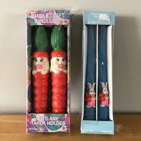 Vintage Easter Bunny 10" Taper Candle Set