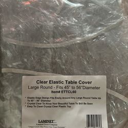 4 Round Clear Plastic Elastic Table Covers 