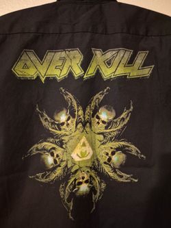 Overkill "The Wings of War" Tri-Bat Black Work Shirt (Size M)
