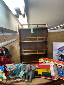 Vintage trinkets shelf
