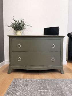 Refurbished Olive Green 2-Drawer Dresser / Accent Chest