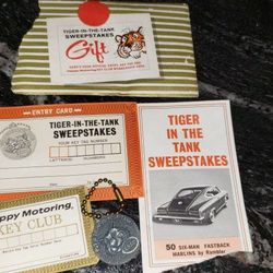Vintage 1960s ESSO Tiger in the Tank Sweepstakes w/ Metal Esso Tiger Motor Keychain