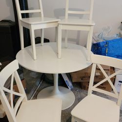 White Table + 4 Chairs