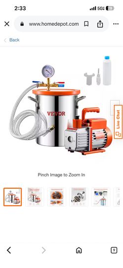 VEVOR 3 Gallon Vacuum Chamber and 3.5 CFM Pump Kit, Stainless Steel Chamber, Single Stage Vacuum Pump Degassing Chamber Kit, with Acrylic Lid, Oil, 4.