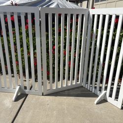 Free Standing Wooden Pet Gate White Tall