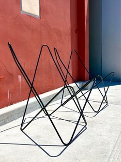 Vintage Mid-Century Modern Butterfly Chair Frames – Pair – Black Metal – Original Patina