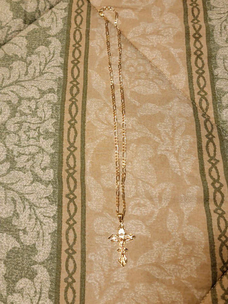 14 K Gold Chain And Cross