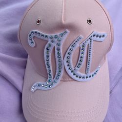 New 💎💖💎 Juicy Couture bling rhinestones logo baby pink baseball cap one size.