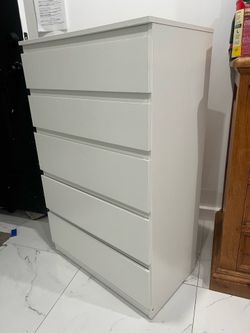White Dresser 5 Regular Drawers Cajonera