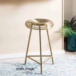 Gold Art Deco ModeRn Wire Mesh 24" Seat Accent Stool Counter Heigh
