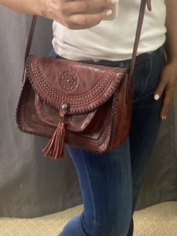 Patricia Nash Dark Red Leather Crossbody Purse & Matching Wallet