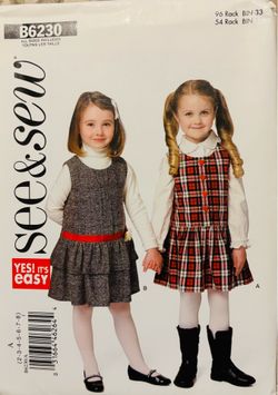 See&Sew Butterick B6230 Pattern for Jumper Sizes 2-8 Uncut