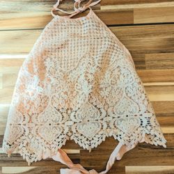 Casting LA Peach Crocheted Backless Halter Top Sz Small