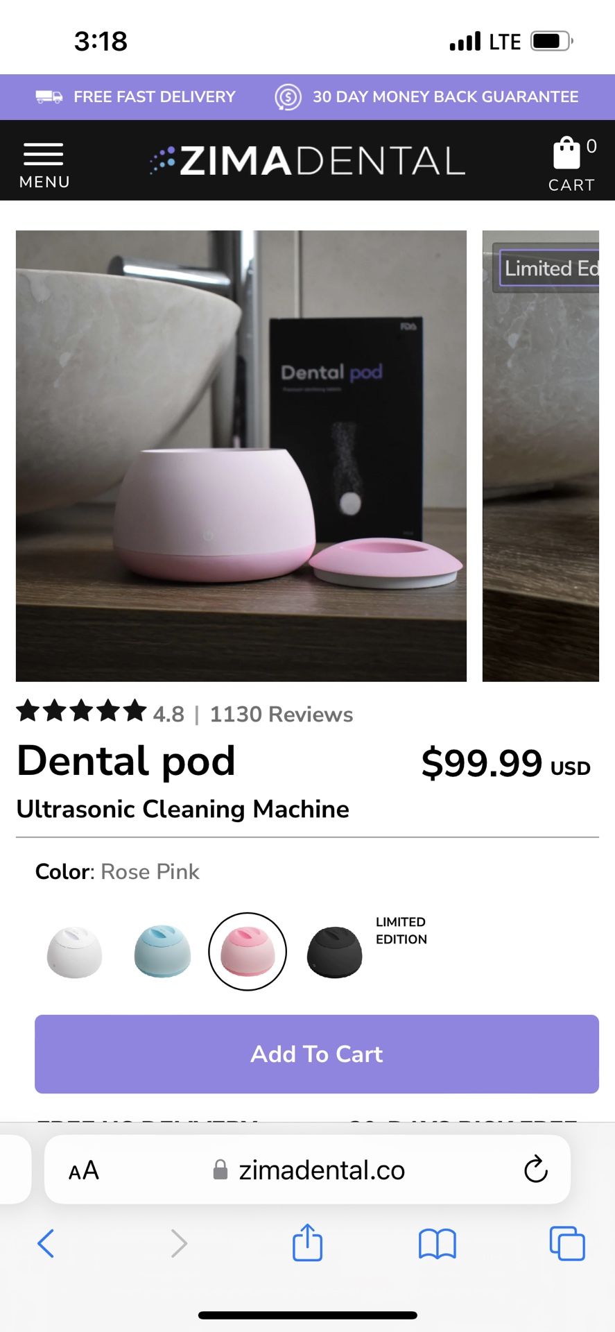 Zima Dental Pod- Rose Pink