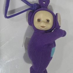 Vintage 2000 McDonald's Teletubbies Purple Tinky Winky Mini Plush Clip Keychain 