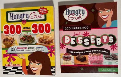 Hungry Girl Cookbook Lot of 2 by Lisa Lillien – 300 Under 300 & Just Desserts Paperback