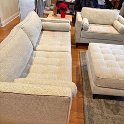 Like New Modern Sofa, Loveseat, and Ottoman Set