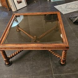 $400 OBO Antique Walnut and Glass Coffee Table