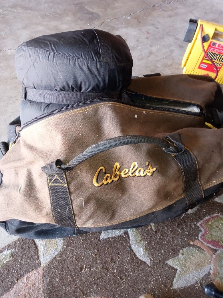 Cabela's Camping Suede Bag With Sleeping Bag!