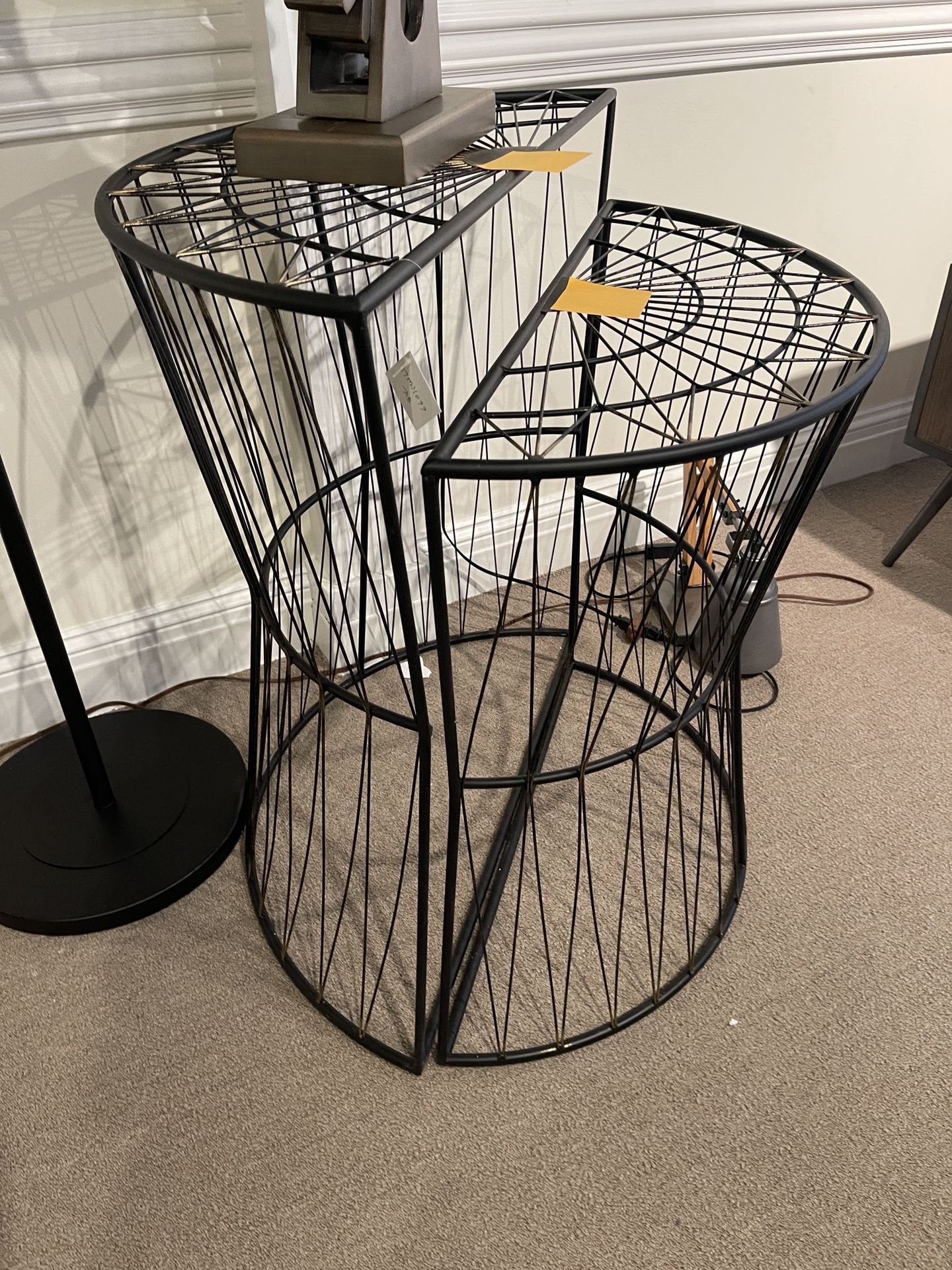 New Set Of 2 Lamp Tables Half Round Shaped