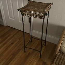 Wicker & Metal Plant Stand / Accent Table – $20 (OBO)