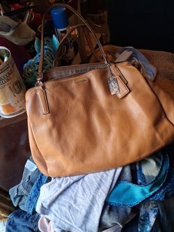 Coach Tan Leather Satchel Handbag Madison