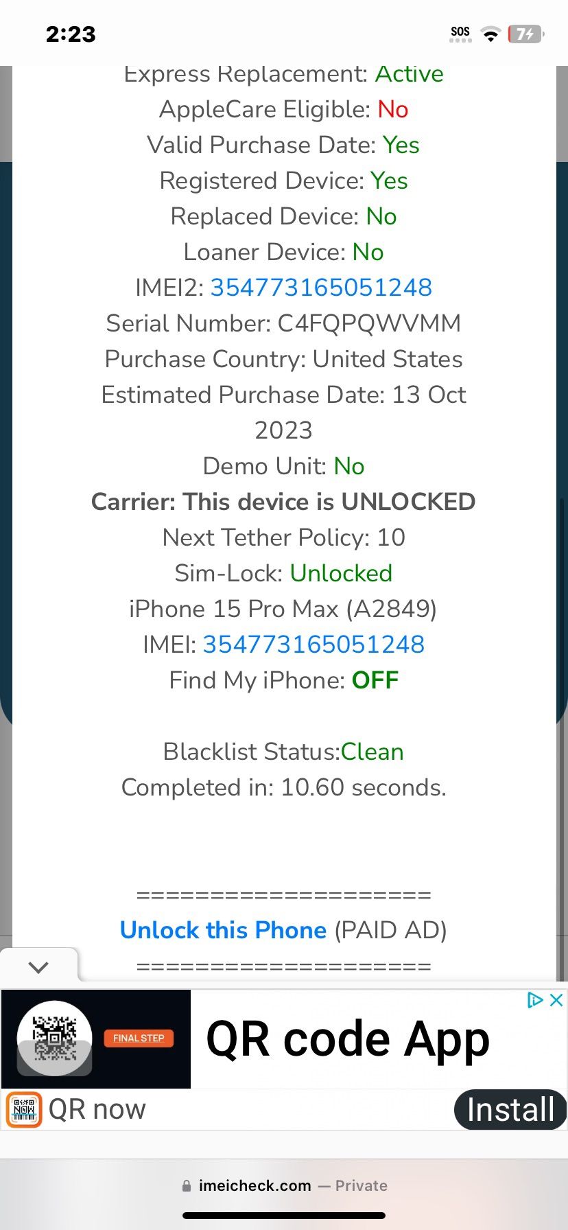 iPhone 15 Pro Max unlocked